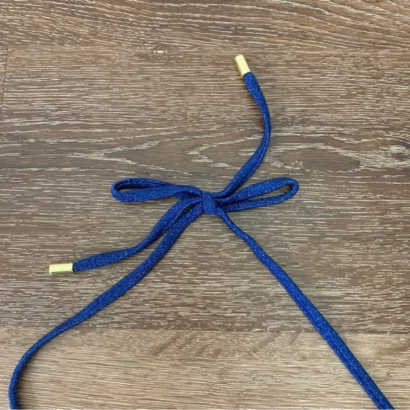 Monday swimwear Womens blue shimmer triangle tie neck / tie back bikini top S - Picture 4 of 7